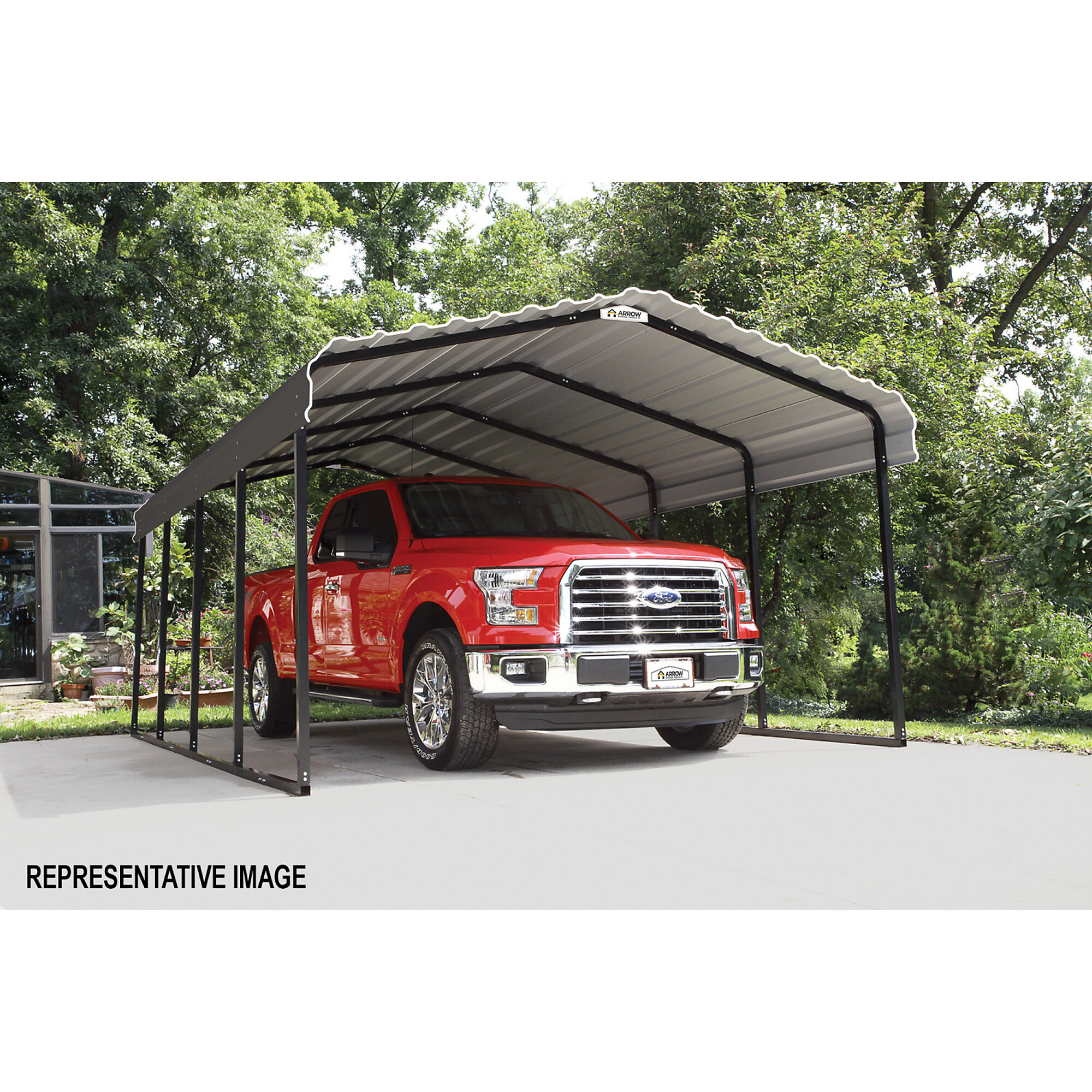 Arrow Steel Carport, Charcoal, 29ft.L x 12ft.W x 7ft.H, Model# CPHC122907